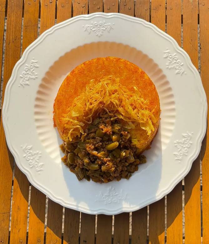 ته چین لوبیا پلو